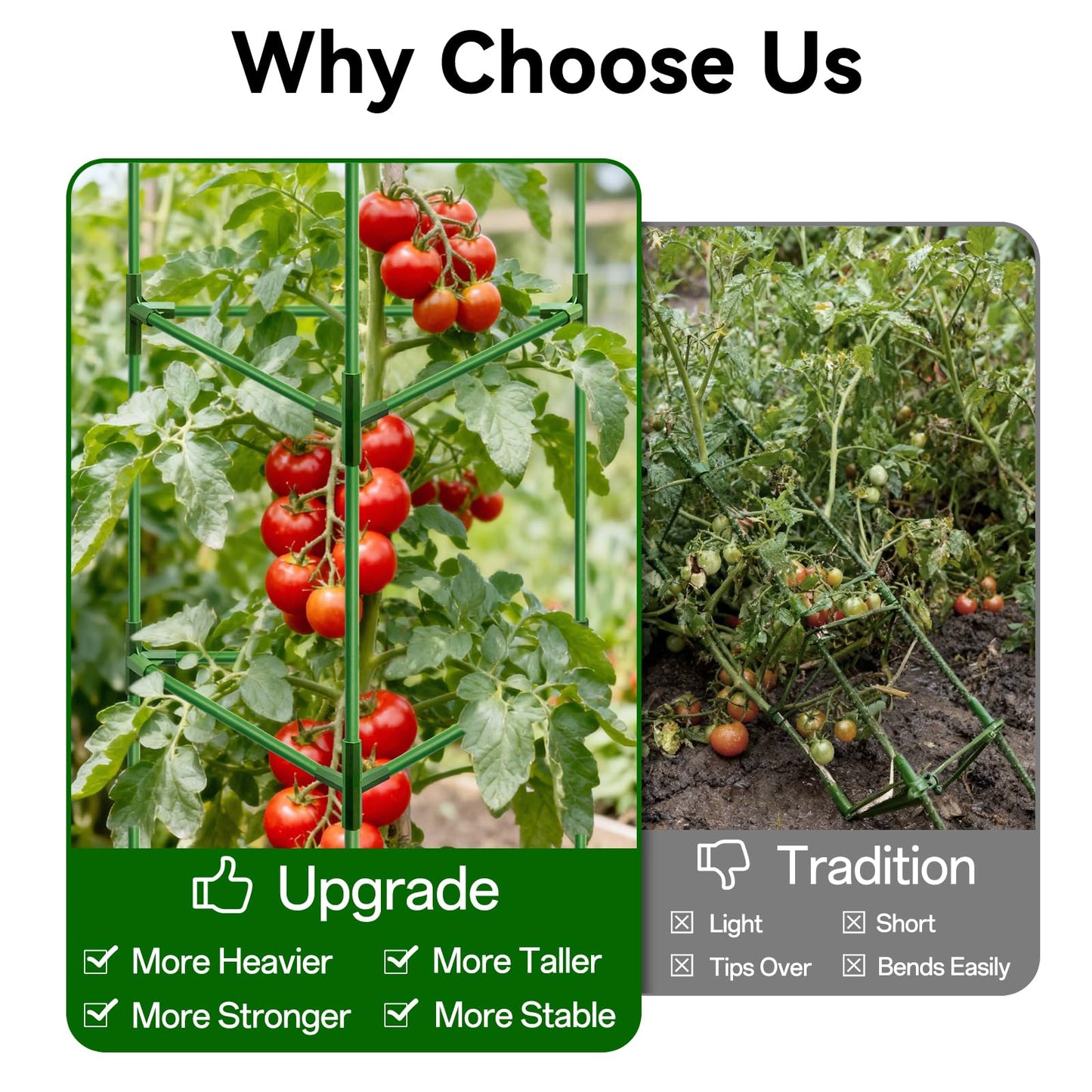 Halatool 57 Inch Tall Tomato Cages, 4 Pack Heavy Duty Metal Plant Supports Stakes for Garden, Adjustable Foldable Steel Trellis for Climbing Plants Cucumbers Peppers Cherry Flowers Vegetables Fruits