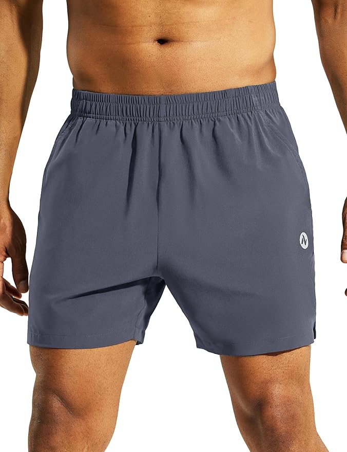 Nepest Men's 5?™â€?Athletic Running Shorts with Pockets, Lightweight Quick Dry Gym Workout Training No Liner Shorts