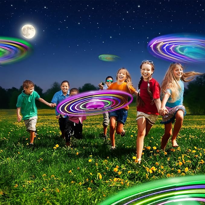 M.best 4 Sets LED Flying Set, Fun Flying Saucers Toys for Kids with Flashing Lights, Flying Toy Outdoor Toys Glow in The Dark Party Supplies Party Favors for Kids 4-8 8-12