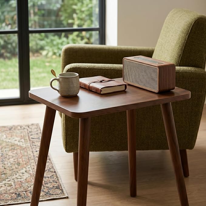 FORAOFUR Small Side Table, Modern Short End Table with Wooden Legs, Easy to Assemble Mini Living Room Table for Sofa Bedroom, Minimalist Bedside Furniture for Small Apartments and Limited Spaces Brown