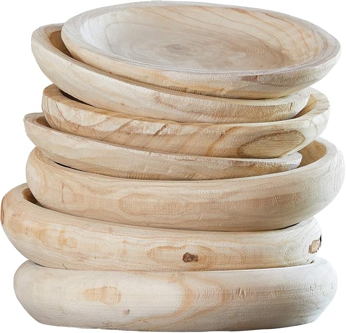 Santa Barbara Design Studio Wood Serving Bowl, Hand Carved Paulownia Wood Fruit Bowl/Decor, 11.5" Large, Natural