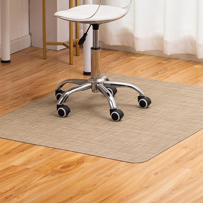 BARoyal Office Chair Mat for Hardwood Floor Under Desk Computer Rolling Chair Mat for Wood/Tile Floor Non-Slip Heavy Duty Desk Rug PVC Plastic Hard Floor Protector 48" x 60"(Linen)