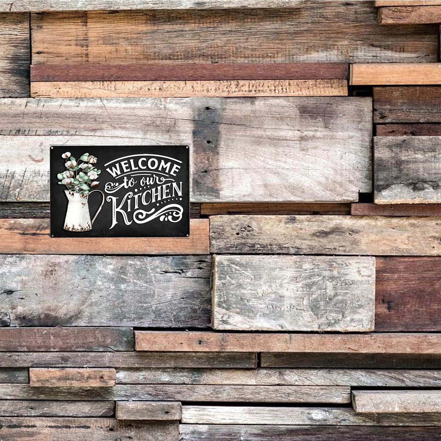 Welcome To Our Kitchen Metal Tin Sign Wall Decor for Home Kitchen Dining Living Room Bar Cafe 12x8 Inches