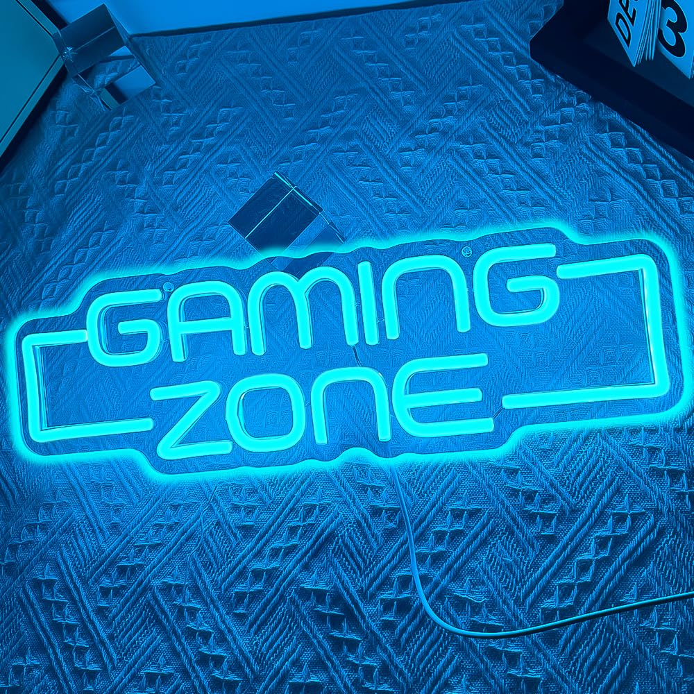 RuCvixkt Gaming Zone Neon Sign,Game Zone Neon Sign for Teens Gamer Room Decor，Gaming Light Neon Sign for Gaming Wall Decor，Led Neon Gaming Sign for Gamer Gifts Boys
