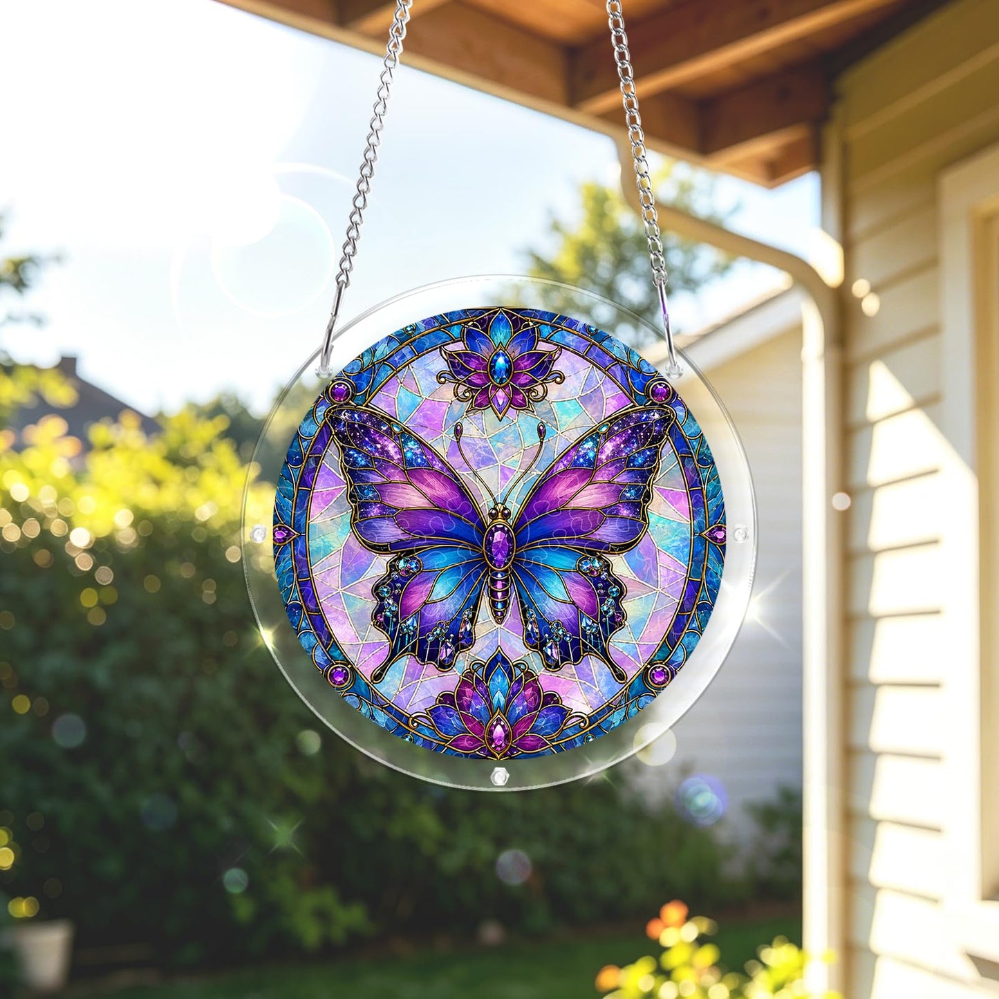 AOSERI Acrylic Puzzle Suncatcher Window Hanging, Purple Butterfly Sun Catchers DIY Crafts Puzzle for Adults Home Garden Decor Gifts for Women, Men, Wife, Mom-8.2 in