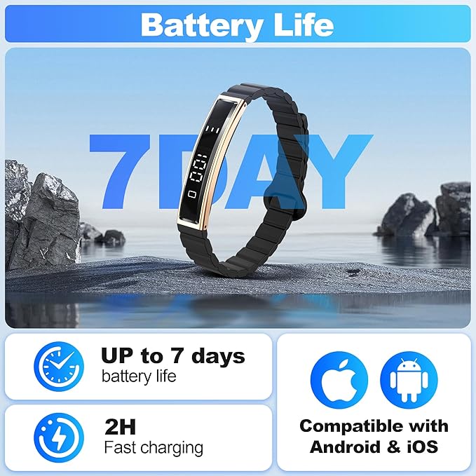 Sleep & Fitness Tracker with 2 Bands, Lightweight Smart Bracelet Wristband for Women Men, 24/7 Heart Rate, Blood Oxygen & Stress Monitor, Waterproof Health Trackers, No Subscription Fee (Rose Gold)