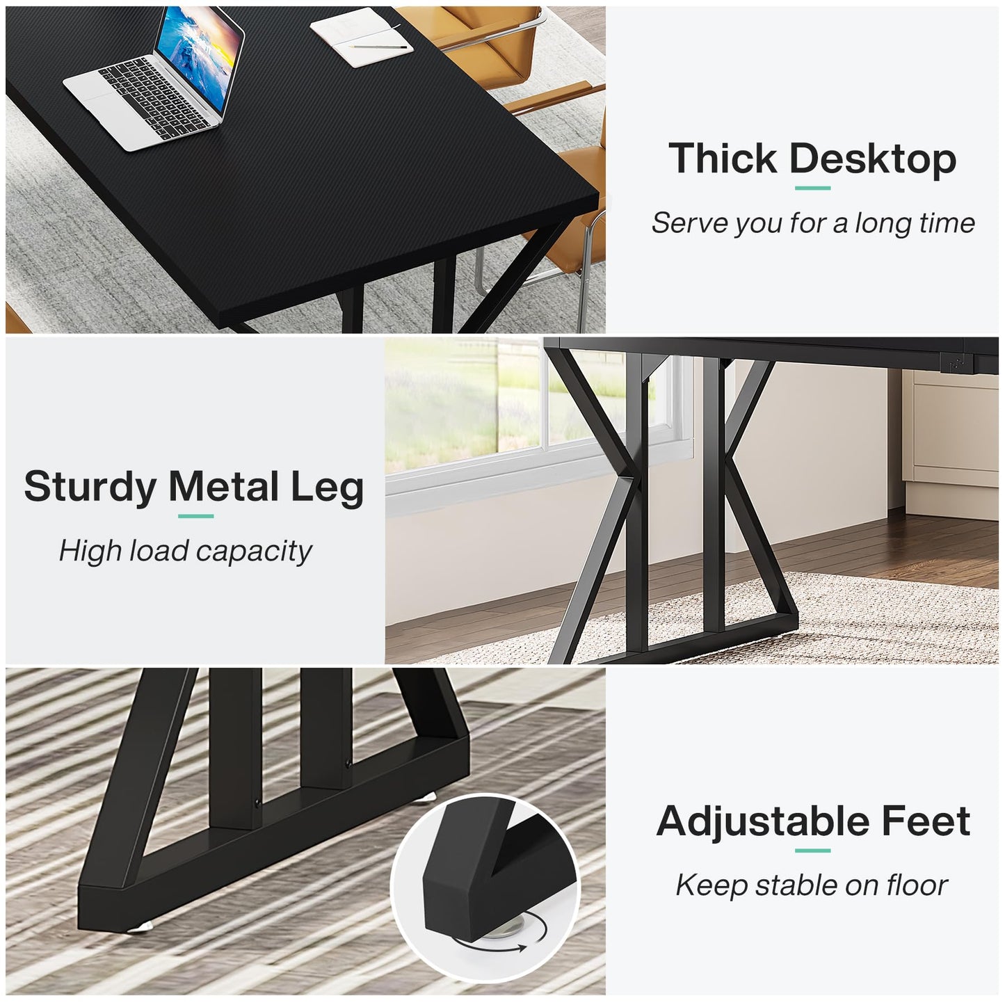 Tribesigns 78.7-Inch Executive Desk, Large Computer Office Desk Workstation, Modern Simple Style Laptop Desk Study Writing Table Business Furniture for Home Office (Black, 78.7 Inch)