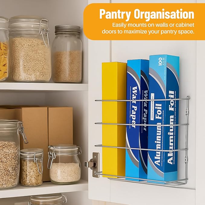 Evelots Kitchen Wrap Organizer - 4 Pack - Hold up to 4 Plastic, Foil, Paper, Wax - Cabinet Door, Wall Rack Basket - Sandwich, Freezer, Food Bag Storage - Laundry Supplies - Plastic Coated Metal
