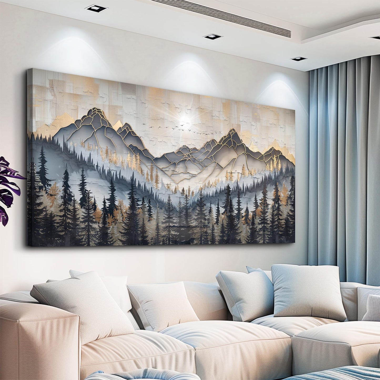 PHAOHUAXM Large Wall Art For Bedroom Wall Decor For Living Room Modern Office Dining Room Decor Abstract Ink-Wash Landscape Mountain Wall Pictures Printed Canvas Mountain Artwork Home Decor 20"X40"