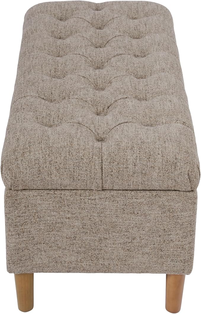 Homepop Home Decor | Tufted Ainsley Button Storage Ottoman Bench with Hinged Lid | Ottoman Bench with Storage for Living Room & Bedroom,Midtone Gray