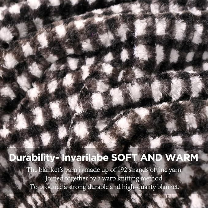 Zyrah Black and White Fleece Throws for Couch Super Soft Throw Blanket Plaid Lightweight Decorative Fuzzy Cozy Blankets for Sofa Chair Bed 40x50 Inches