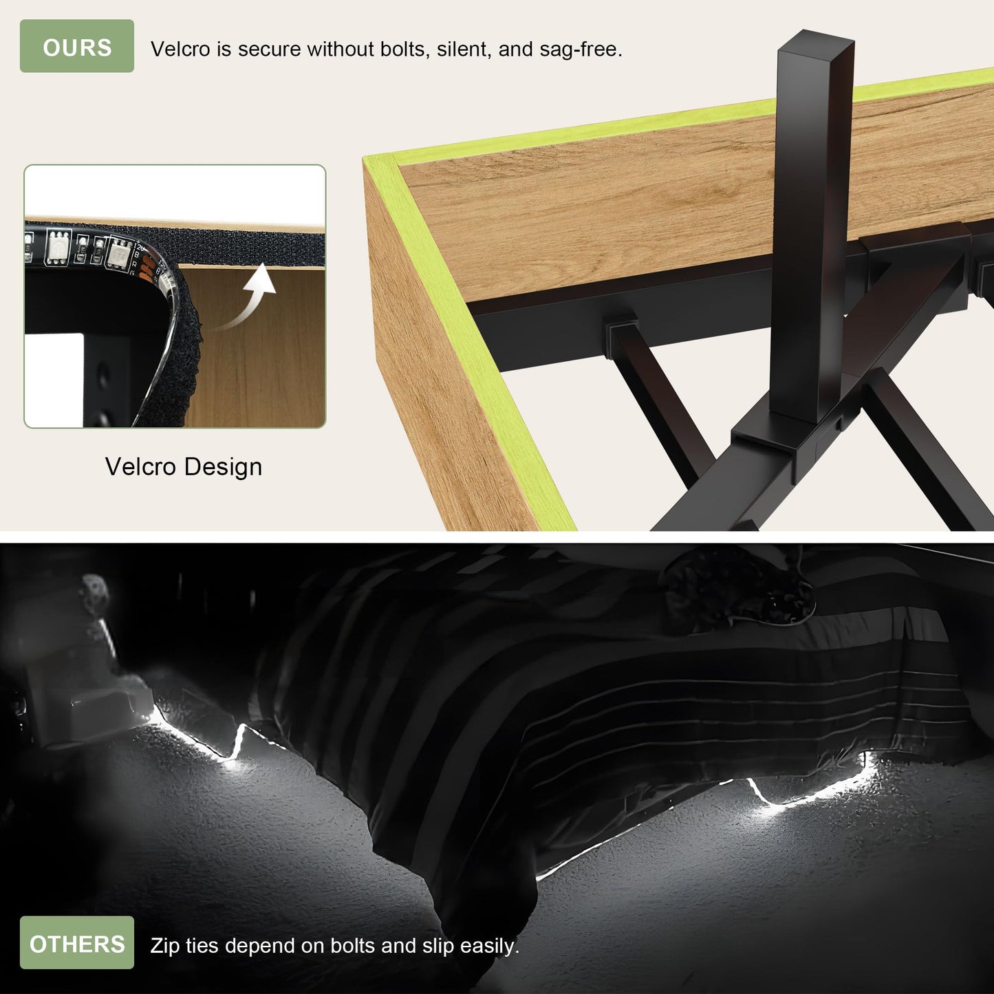 Feonase Floating Bed Frame King with Led Lights and Charging Station, Wood Full Size Bed Frame with Storage Headboard, Heavy Duty Metal Slats, No Box Spring Needed, Easy Assembly,Oak