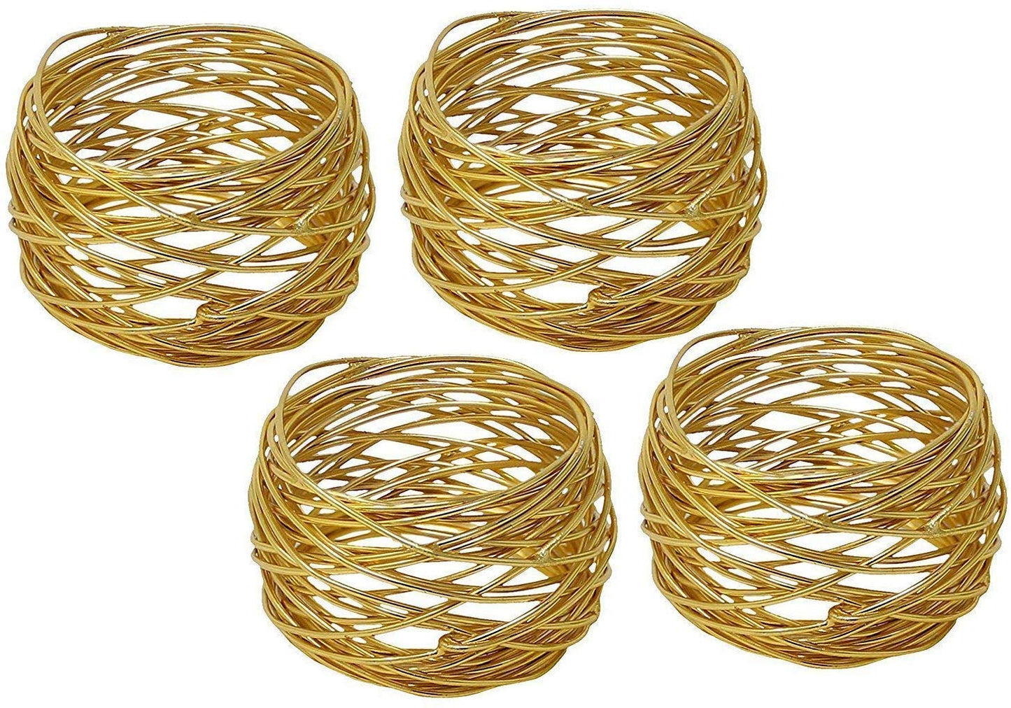 ARN Crafts Golden Round Mesh Napkin Rings- for Weddings Dinner Parties or Every Day Use (Gold Mesh Napkin Rings- Set 12)