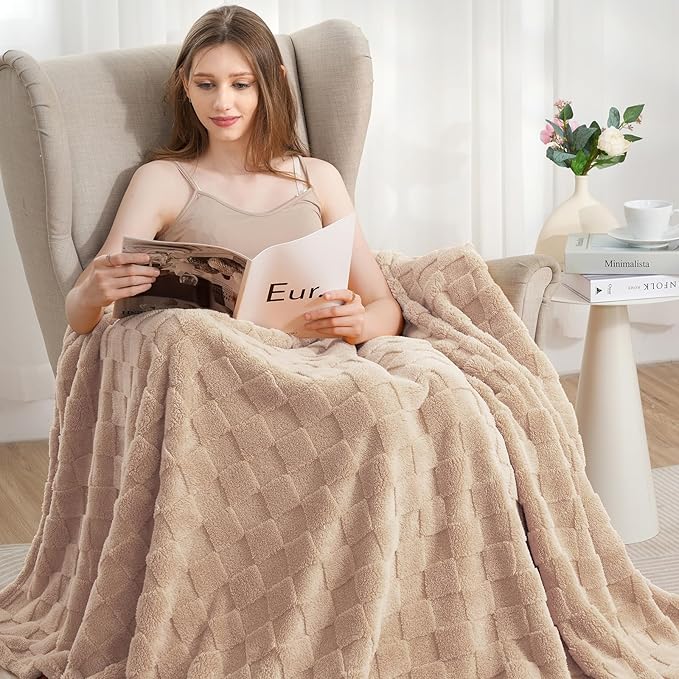 Zyrah Super Soft Throws for Couch Fleece Throw Blanket Lightweight Decorative Fuzzy Cozy Blankets for Sofa Chair Bed (B-Brown, Twin(60"x80"))