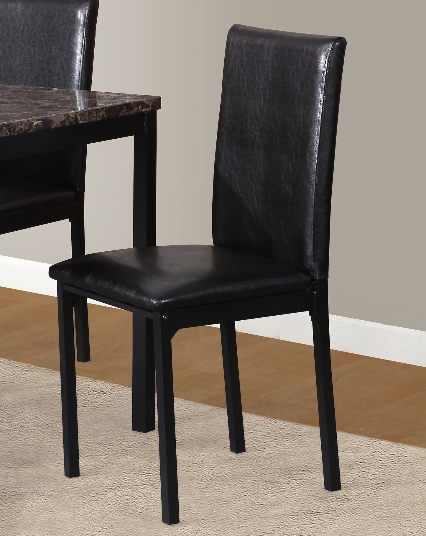 Roundhill Furniture 5 Piece Citico Metal Dinette Set with Laminated Faux Marble Top, White Table with Black Chairs