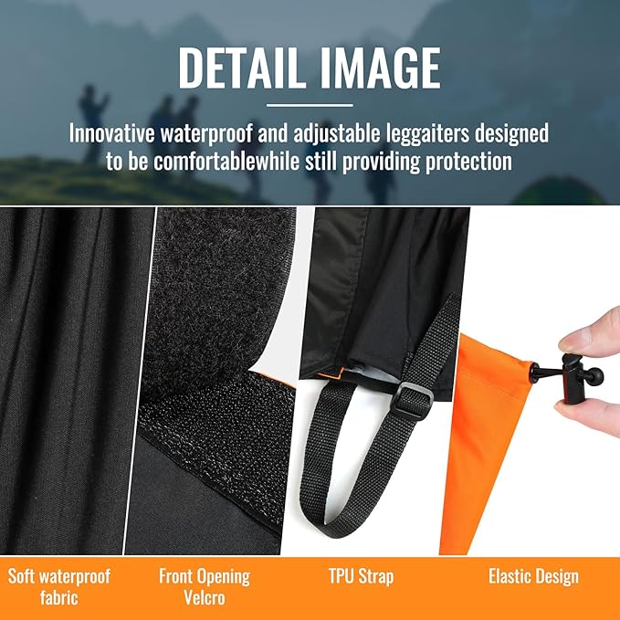 INNOLIFE Unisex Waterproof Snowproof Outdoor Hiking Walking Gaiters Climbing Hunting Snow Legging Leg Cover Wraps
