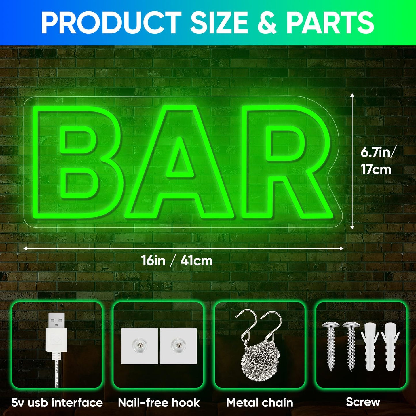 Led Neon Bar Signs for Home Wall Decor, Light up Bar Sign Decorations for Home Living Rooms, Suitable for Speakeasy Backyard Basement Garage Small Wedding Decor.