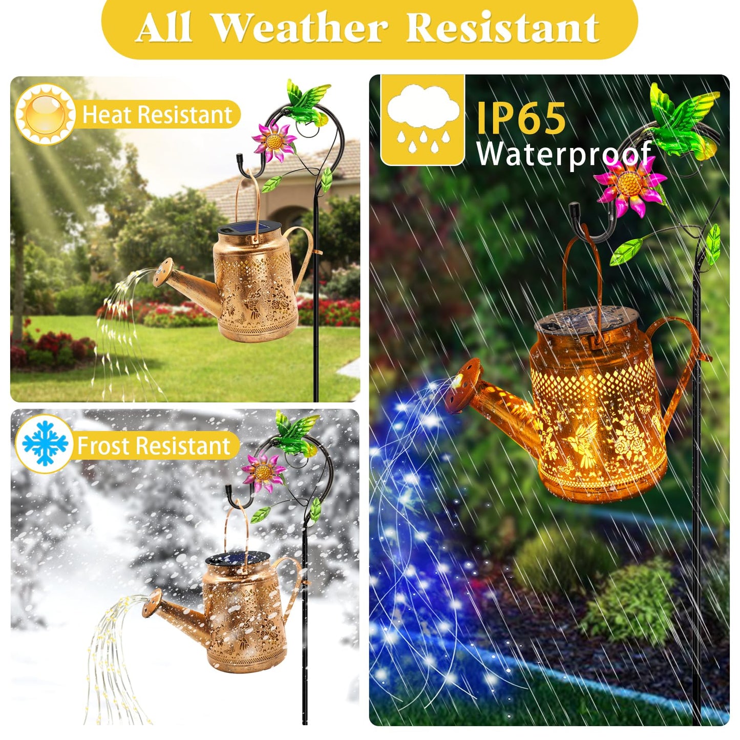 Big Solar Lanterns Outdoor Waterproof, Gift for Mom Grandma Women Wife Daughter Mother's Day, Blue Hummingbird Watering Can Light With Shepherd Hook, Solar Path Light Yard Outdoor Patio Garden Decor
