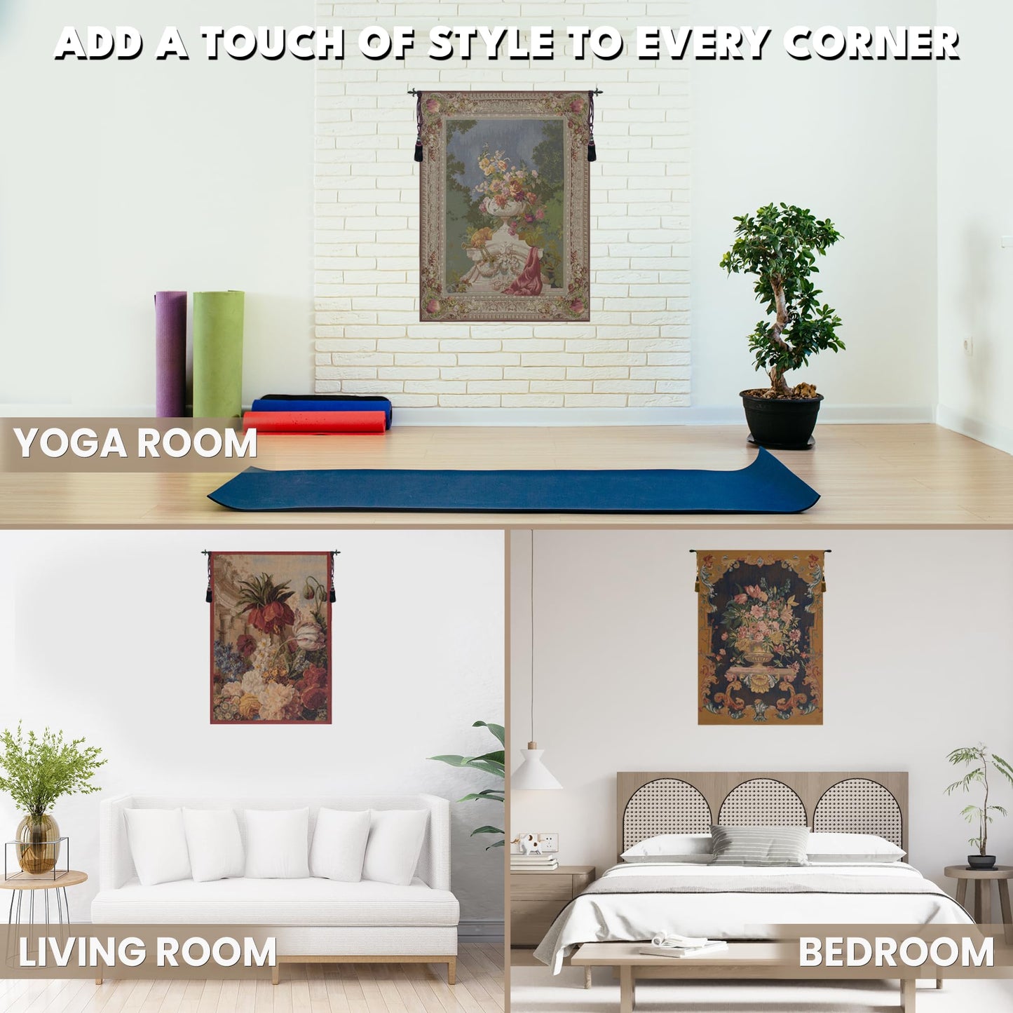 Charlotte Home Furnishings Inc. Bouquet Exotique French Tapestry Wall Hanging 78 X 58 Inch Viscose Cotton And Polyester Blend Wall Art Perfect For Home Decor Wall Decor By Jan Frans Van Dael