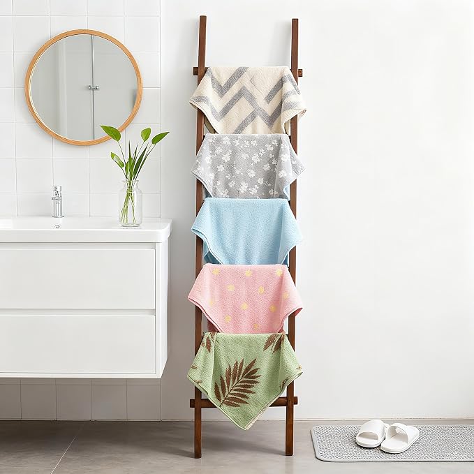Wooden Blanket Ladder - Natural & Motley Wood - Leaning Wall Decor for Bedroom, Bathroom, Living Room - Rustic Quilt Holder & Towel Rack (Walnut Color, 76in（6-Tier）)