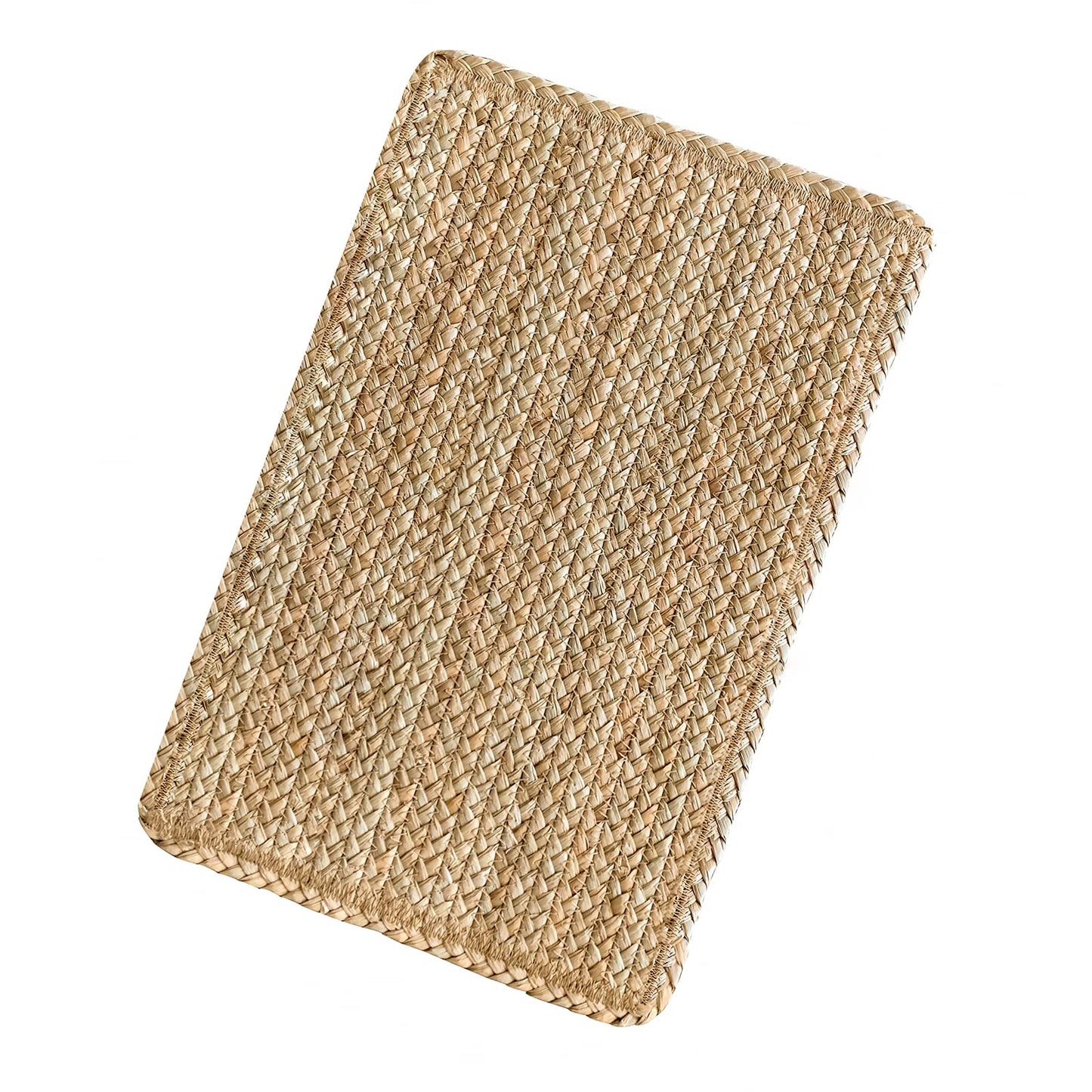 CY SISTERS Woven Placemats Set of 6 Rattan Placemats Rectangle Natural Placemats Wicker Heavy Braided Straw Placemat Farmhouse Square Plates Place mats for Indoor/Outdoor Patio Table 17.7'' X 11.8''