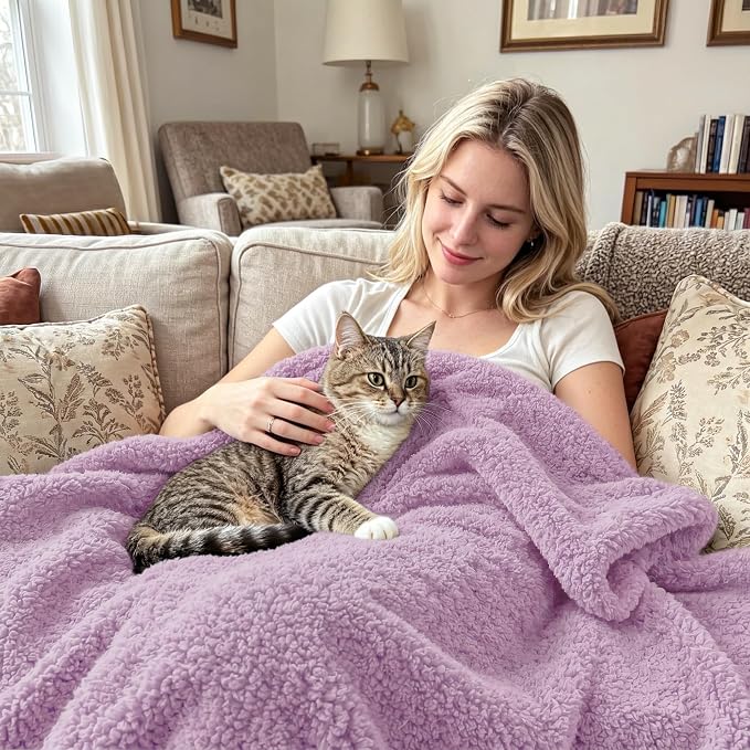 Exclusivo Mezcla Fleece Twin Size Bed Blanket, Ultra Soft, Lightweight and Fuzzy Light Purple Blanket for Women, Home Decor, 60x80 Inches