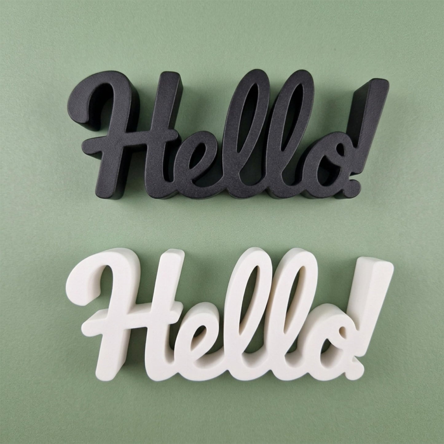 Hello Sign - Made in USA Modern Welcome Sign for Front Door Wreath & Entryway Shelf Decor - Bold Script Lettering for Home Accents & Tiered Tray Display, Matte Finish, 9.5 x 4 in"