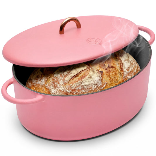 Great Jones Dutchess Cast Iron Dutch Oven Pot With Lid (Taffy) - Large 6.75 Quart Size, Dual Handles - All Stovetop Safe - 500° Dutch Oven For Bread Baking | Dishwasher Friendly