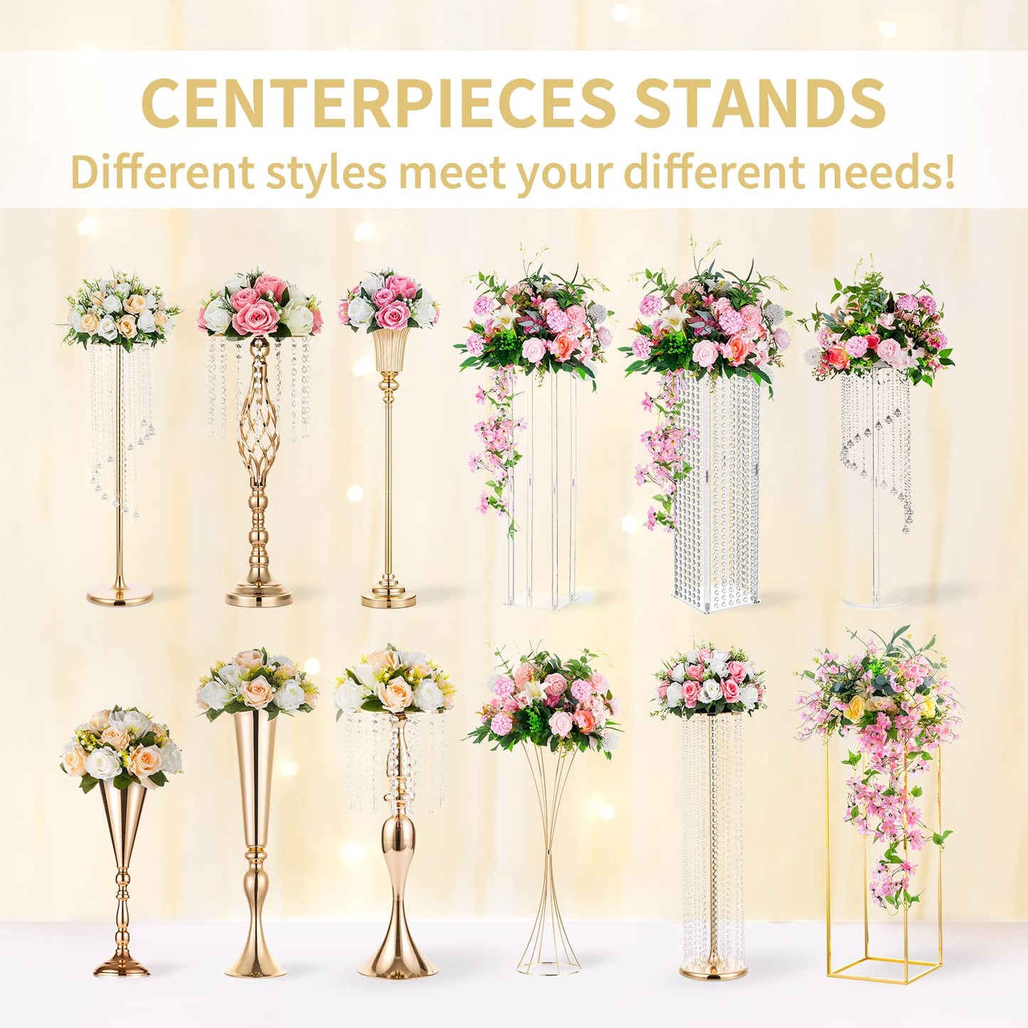Nuptio Black Vase Plant Stand - 3 Pcs Tall Flower Vases for Wedding Birthday Party Centrepieces - Metal Column Display Table Rack Indoor Corner Flower Stand for Living Room Decor(15.7/23.6/31.5in)