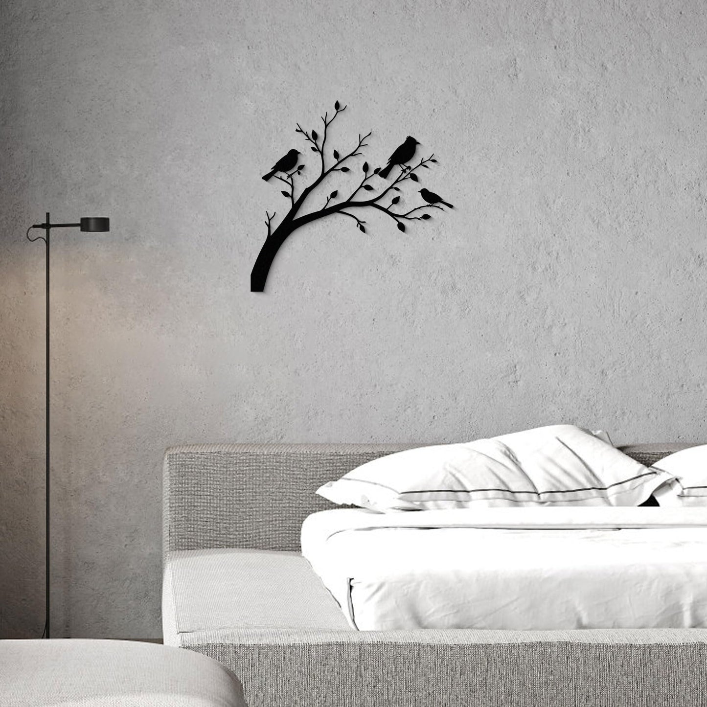 GlintHome Bird Black Metal Wall Art on Tree Branch Silhouette Bird Art Decor for Living Room Garden Bedroom Office Home Wall Decor 3D Textured Minimalist Sculpture