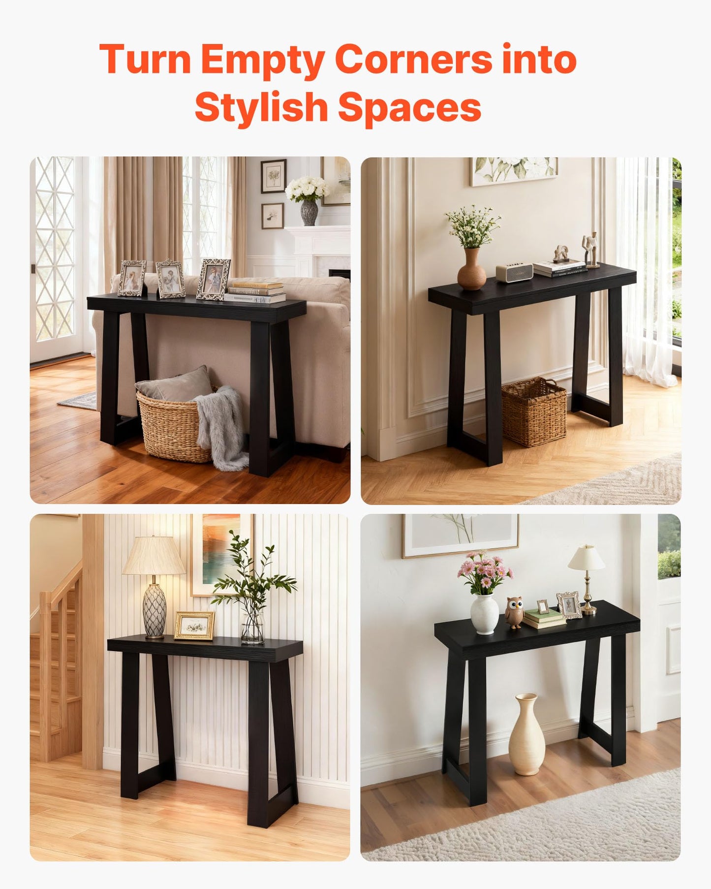 VEVOR Console Table, 36 Inch Entryway Table, Wooden Rectangle Hallway Table, Narrow Sofa Table Behind The Couch, Console Tables for Entryway, Hallway, Living Room & Bedroom