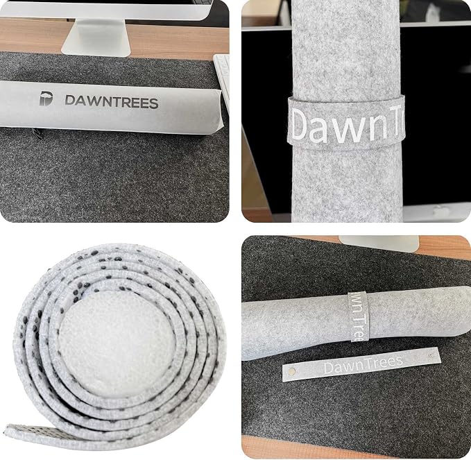 DawnTrees Felt Desk Pad,Keyboard Mat (35.8" x 11.8"),Large Felt Mouse Pad,Computer Desk Mat XL,Desk Protector for Office (Light Gray)