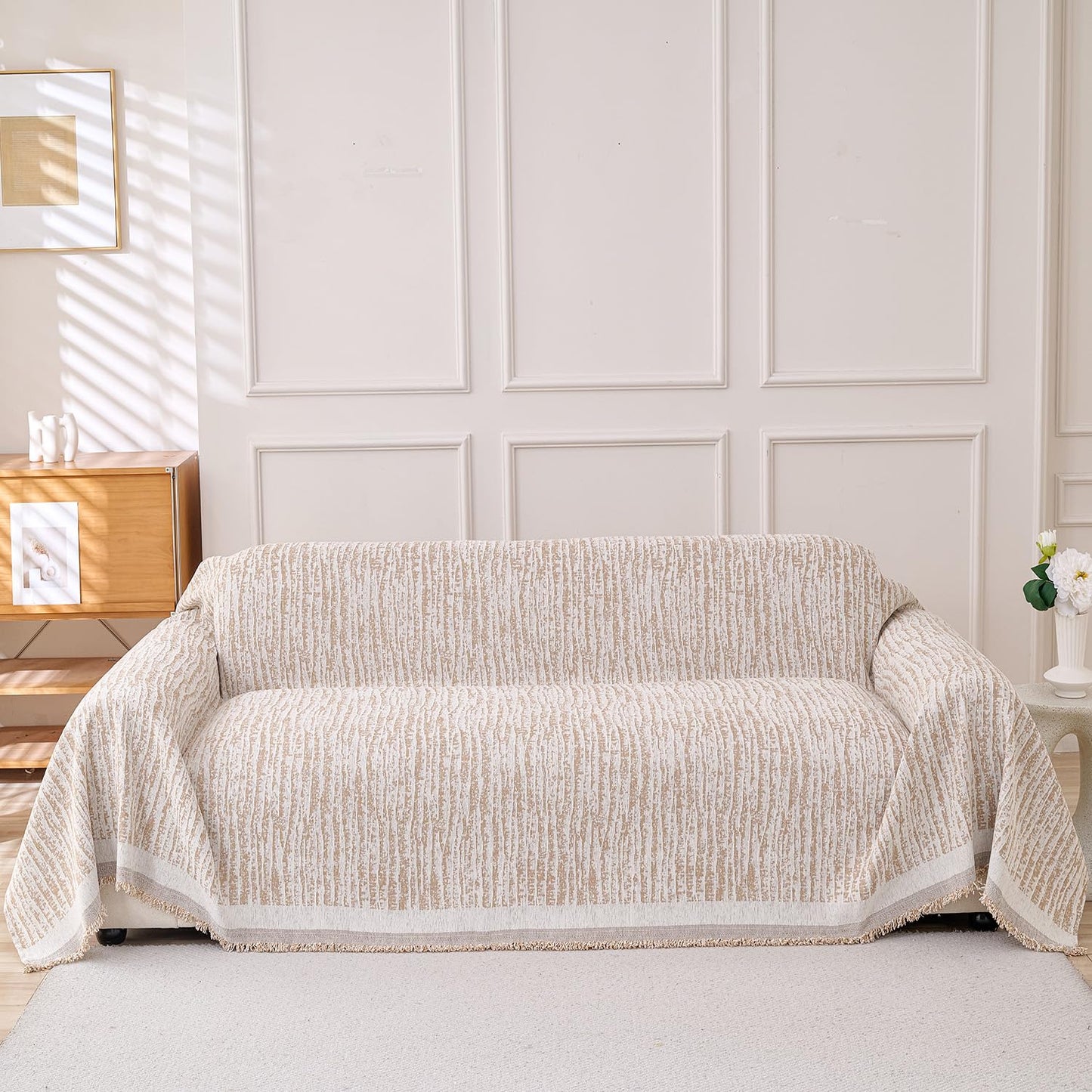 Erke Couch Cover Sheet Blanket, 3-Seat Standard Size Sofa Cushion Slip Covers, L Shape Sectional Furniture Decor Protector, Machine Washable Chenille Slipcover for Pets Dogs Cats