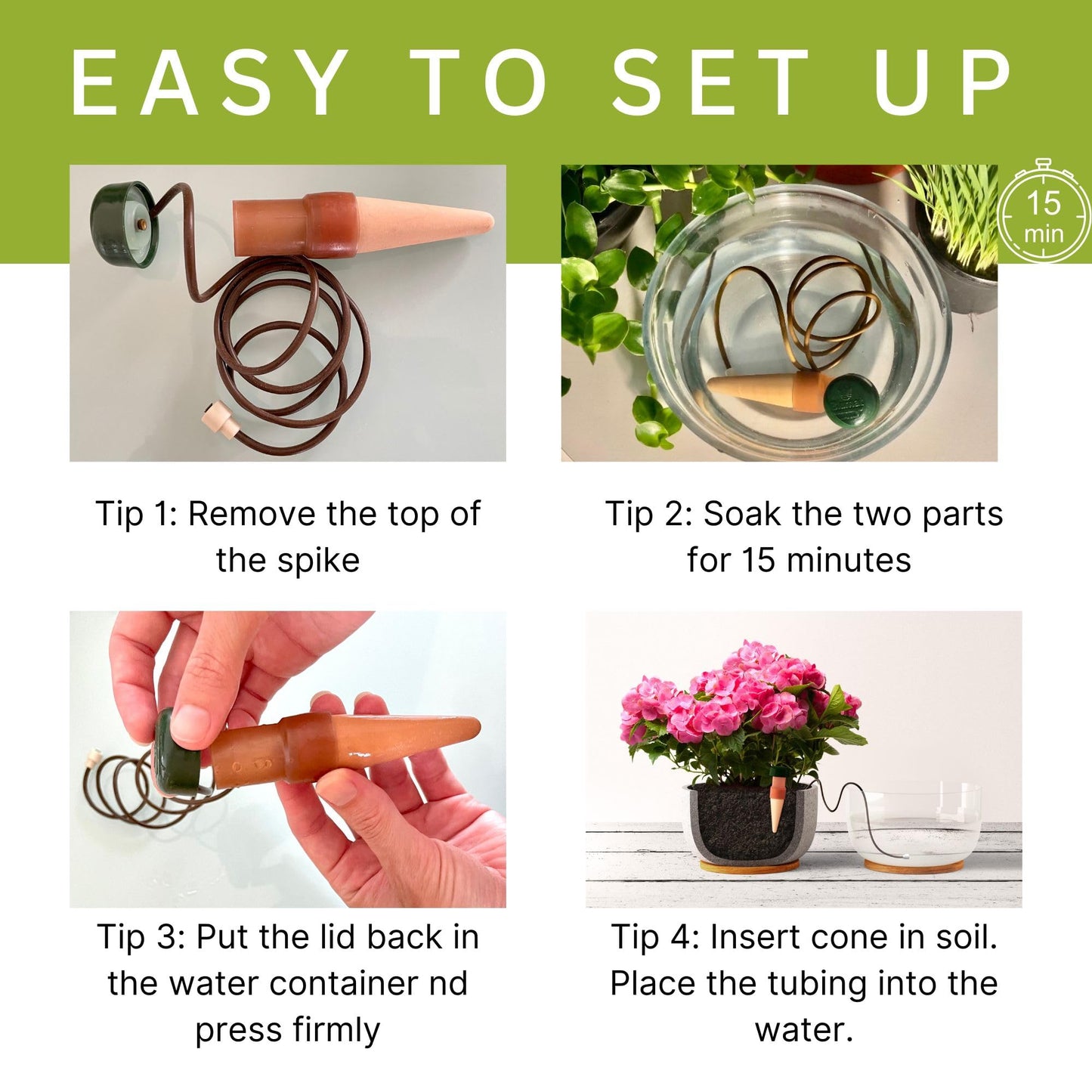 Blumat Classic Self-Watering Stakes - Prevents Overwatering and Underwatering for Healthy Growth While You are Away - Ideal for Indoor Plant Watering, 12 Pack, wo Adapter