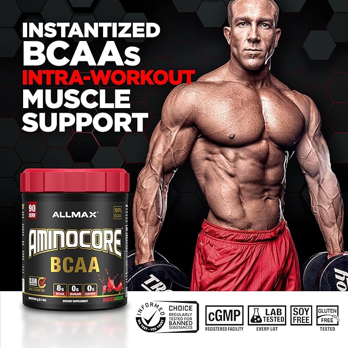 ALLMAX Nutrition AMINOCORE BCAA Powder, 8.18 Grams of Amino Acids, Intra and Post Workout Recovery Drink, Gluten Free, White Grape, 315 g