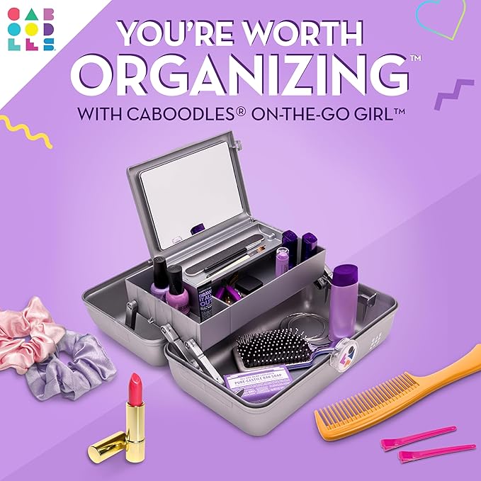 Caboodles Twilight Disco - On-The-go Girl Costmetic Organizer Make-up & Accessory Carry Case, Silver Shimmer