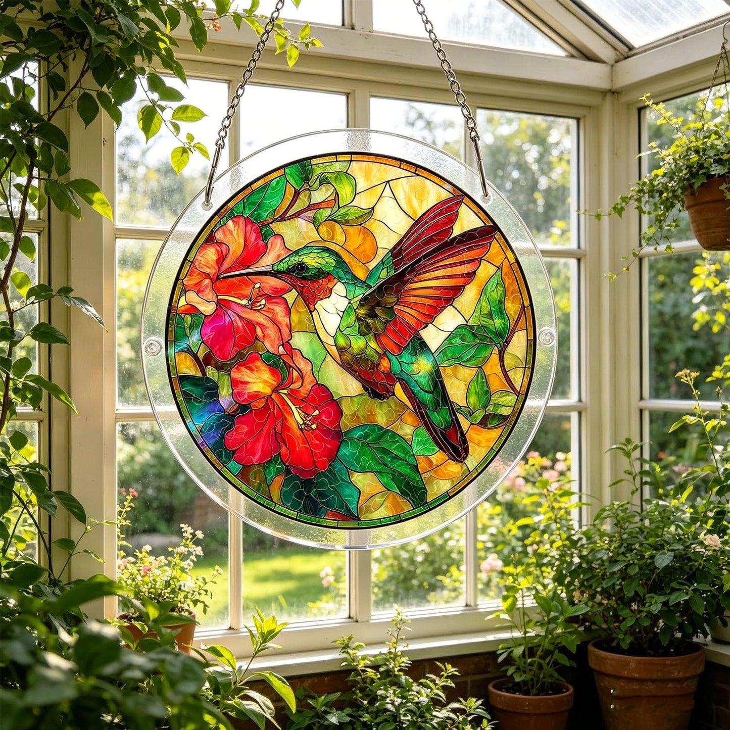 Premium Stained Glass Style Puzzle Suncatcher, Acrylic Puzzle for Adult Window Hanging, DIY Crystal Jigsaw Art, National Puzzle Day Decorations, Creative Home Decor Ornament with Whimsical Pieces
