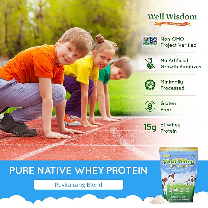 Grass-Fed Whey Protein Powder for Immune Vitality, Natural Vanilla 2.5lbs (56 Servings), 15g Protein Per Serve, Vital Whey, Clean Holistic, Wellness Nutrition