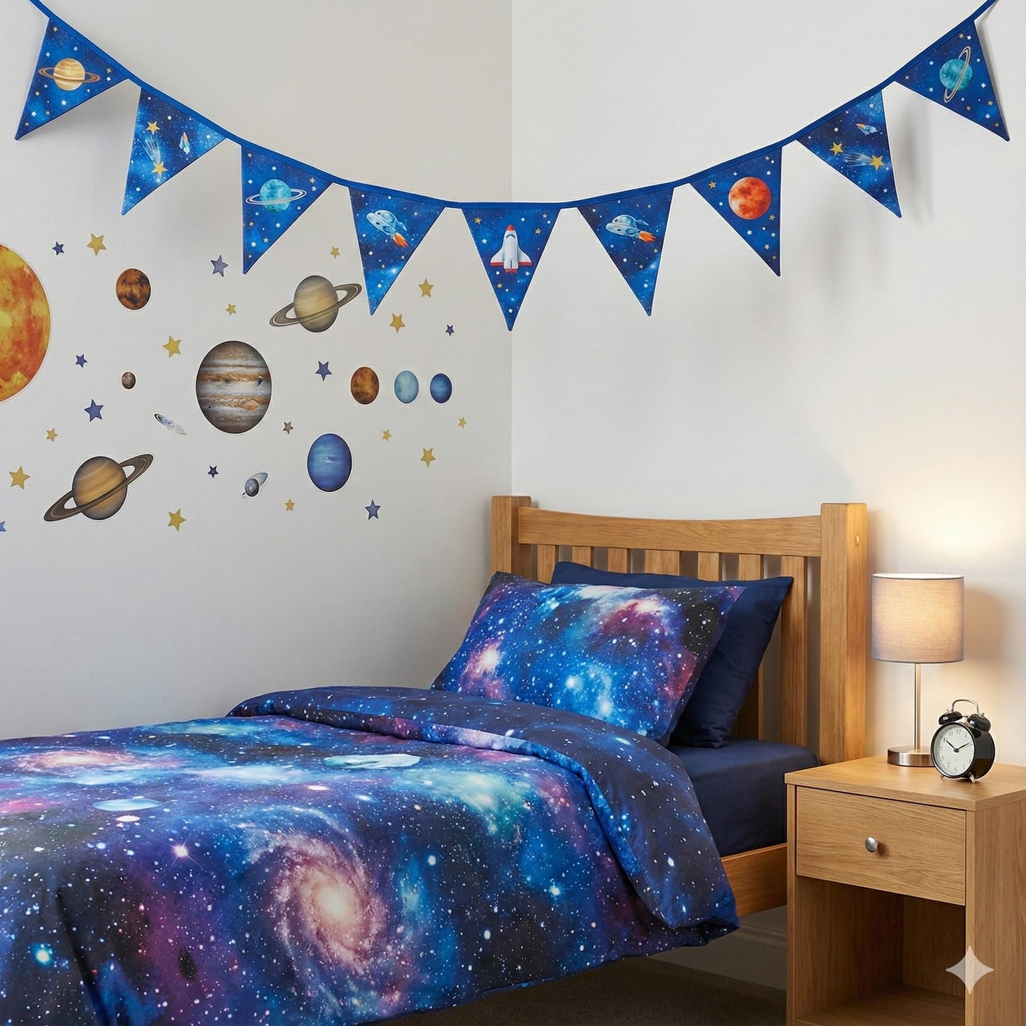 NASA DIY Canvas Bunting Kit – Space-Themed Fabric Craft Project for Home Décor – Includes 24" x 43" Blue Canvas Panel, Navy Backing & Binding – Makes 11ft Handmade Banner