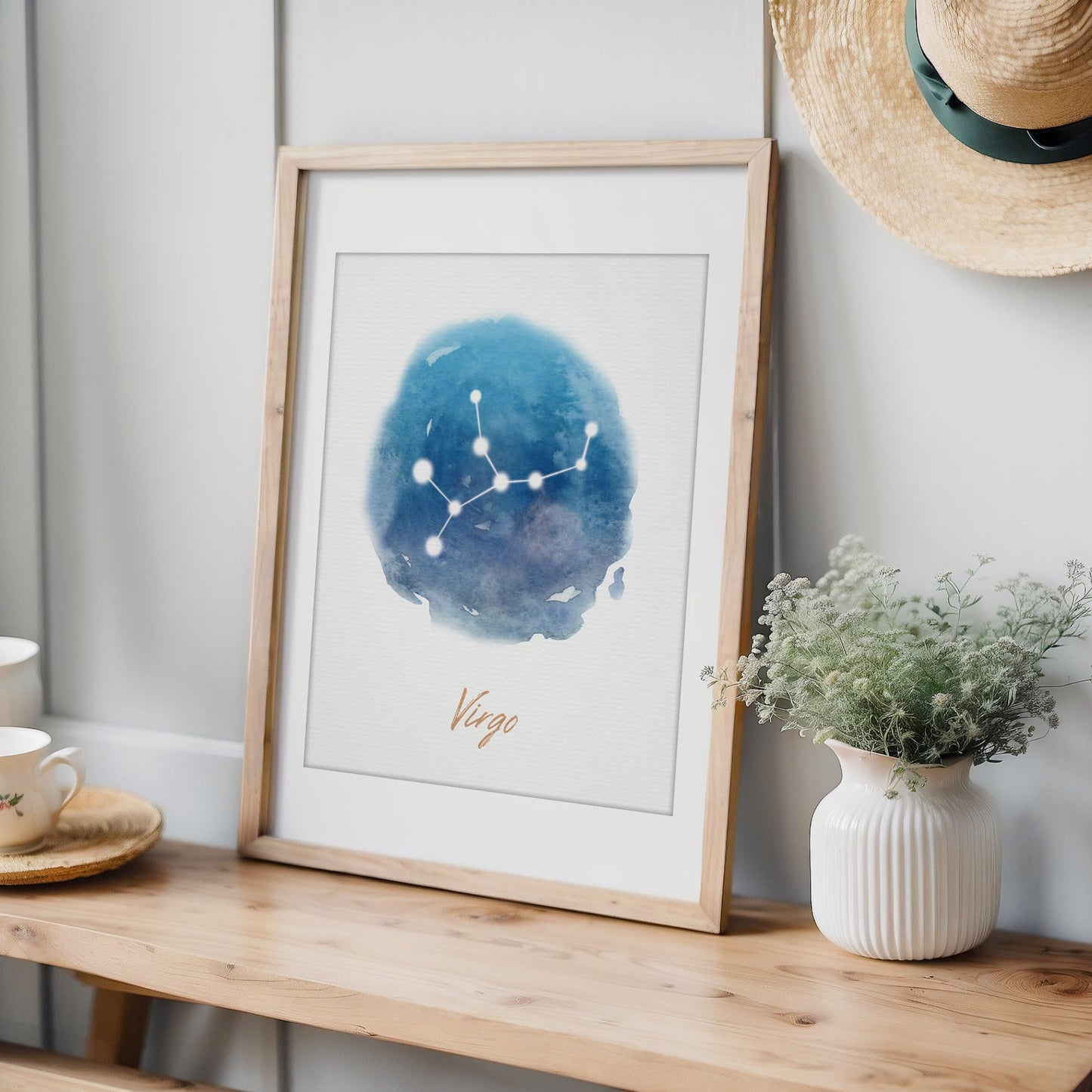 DREAM BIG PRINTABLES Virgo Constellation Art Print - 8x10 (Unframed) | Zodiac Star Sign Wall Decor for Astrology Enthusiasts