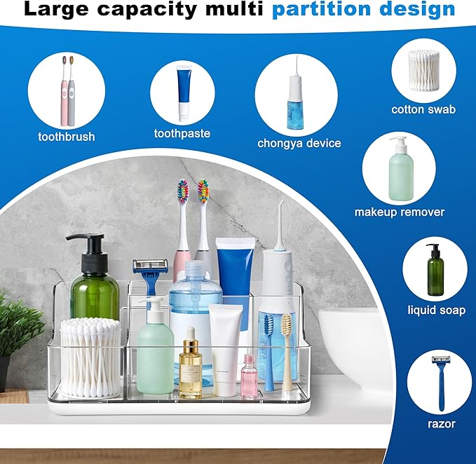 White Cosmetic Storage Box Dressing Table & Bathroom Counter Storage Lipstick & Brush Beauty Organizer Dressing Table Skincare Organizer Suitable for Bathroom, Living Room, and Kitchen Storage