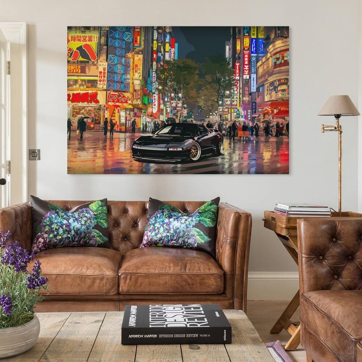 Jdm Car Nsx Tokyo Street City Night Art Car Posters & Prints Car Canvas Wall Art Living Room Decor for Men Aesthetic Paintings Pictures Wall Decor Framed Unframed 12x18inch(30x45cm)