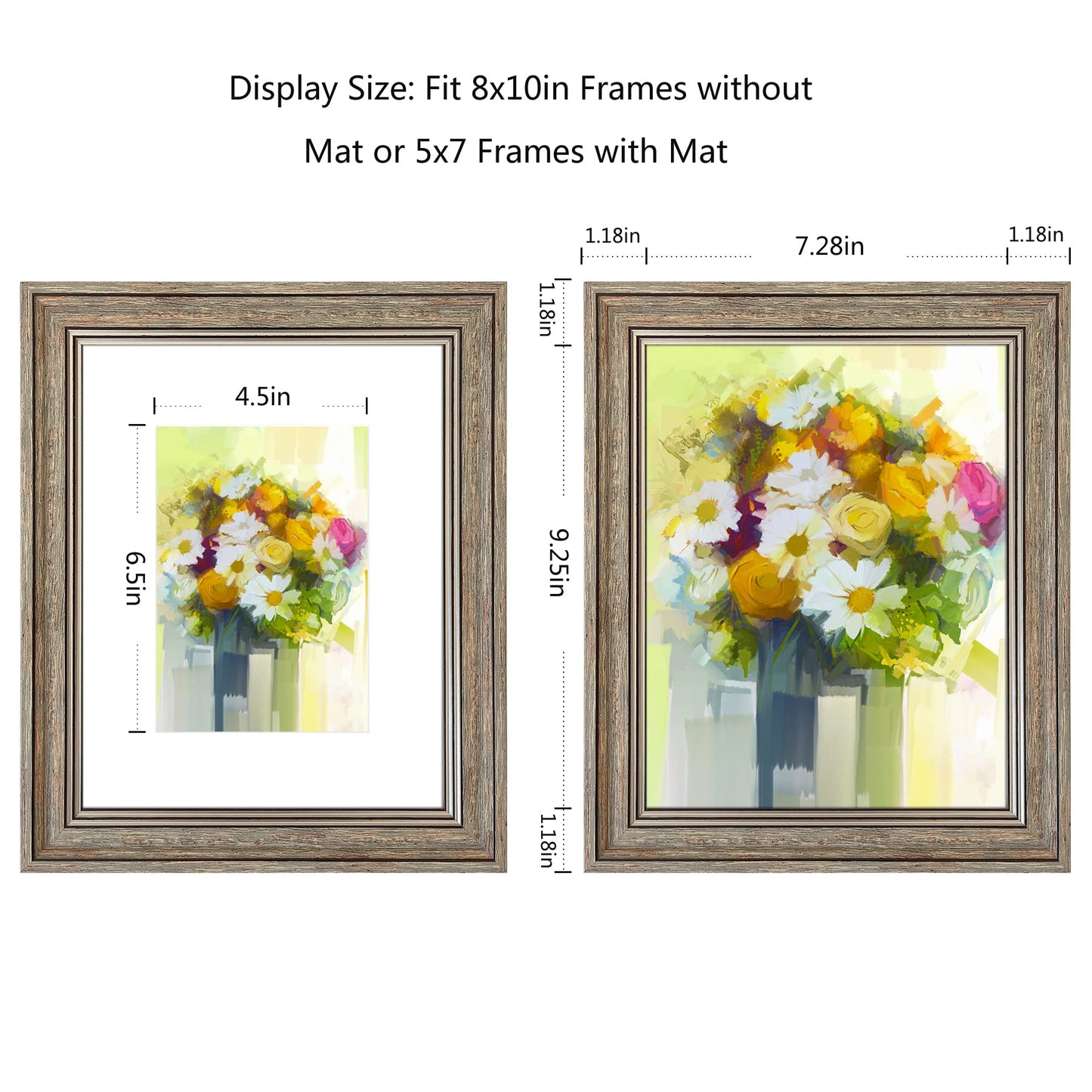 LUCKYLIFE 8x10 Picture Frame Set of 4, Rustic Farmhouse Picture Frames for Table or Wall Hanging