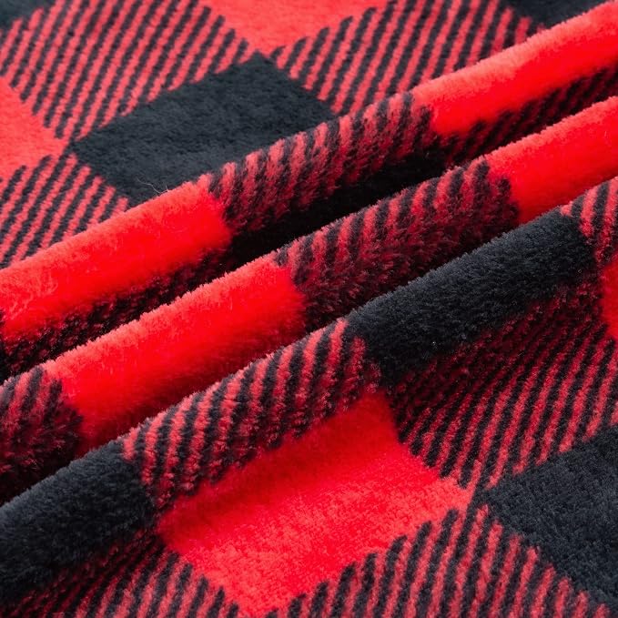 BEDELITE Flannel Blanket for Couch, Red & Black Plaid Fleece Throw Blanket, Soft & Warm Buffalo Plaid Decor Gift Blanket for Women, Men, 50"x60"