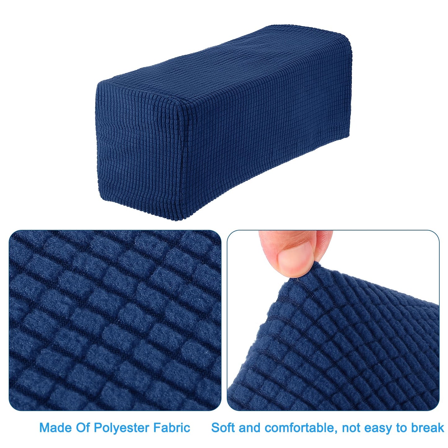 uxcell 2pcs Stretch Armrest Covers for Chairs/Sofas, Couch Arm Covers with Twist Pin, Furniture Protector Slipcovers Navy Blue
