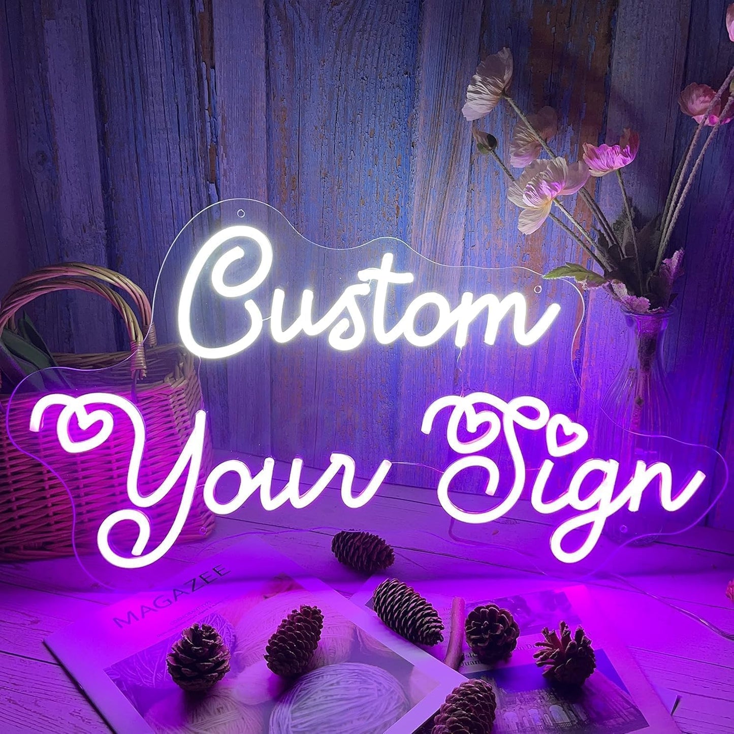 Custom Neon Signs for Wall Decor, Large Personalized Neon Siqn with Dimmer Customized Light Up Siqn Birthday Christmas Wedding Gift Bar Party Bedroom Customizable Neon Logo Name Light