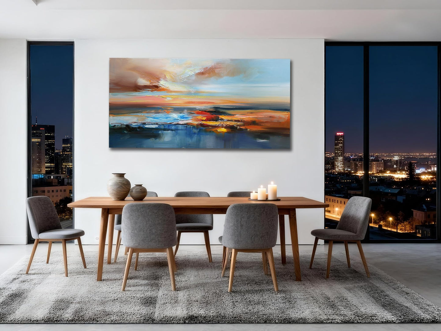 Brushart Abstract Wall Art Large Landscape Canvas Wall Art Pictures Paintings Wall Decor Living Room Textured Artwork for Dining Room Walls Bedroom Home Office, 48"x24"