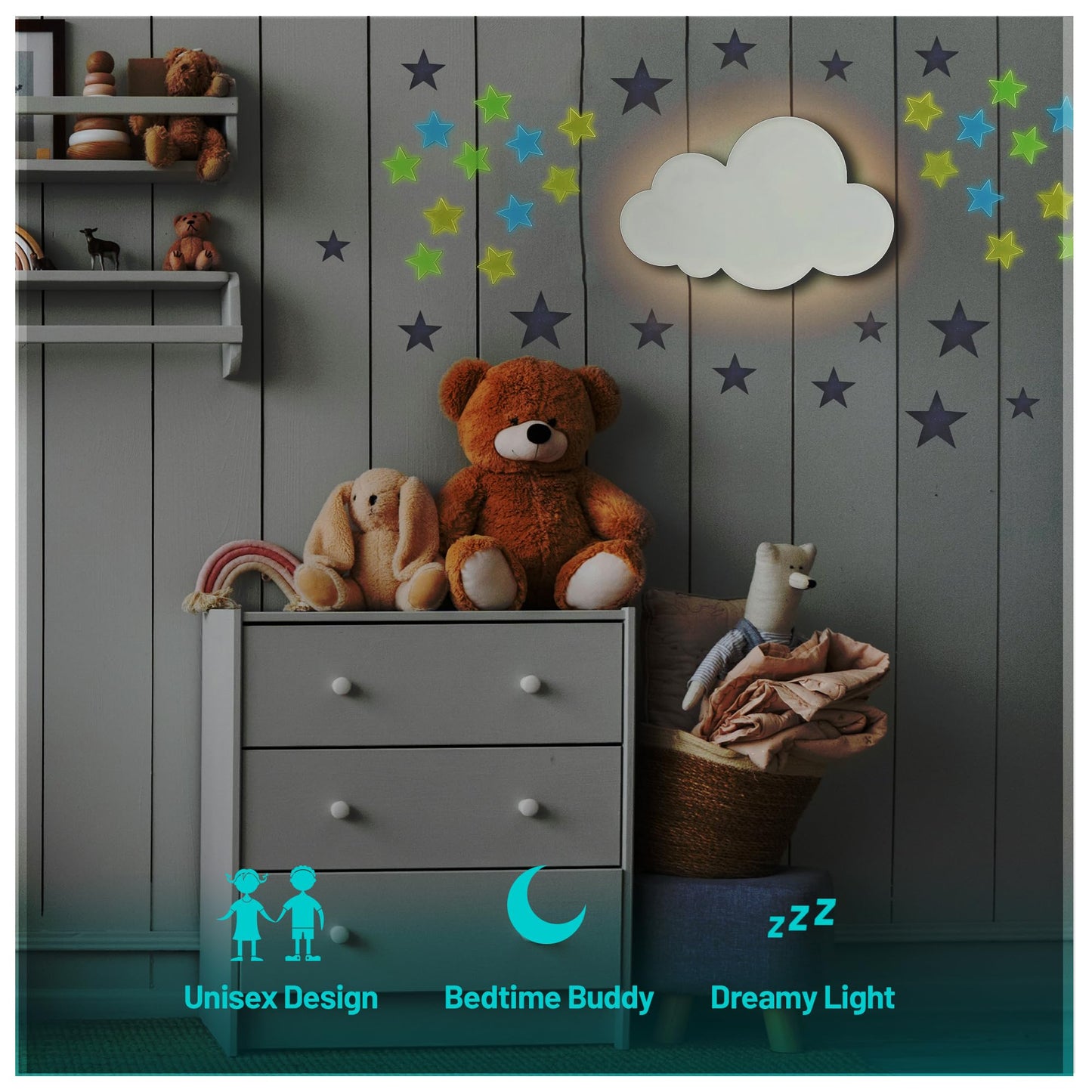 BAZENTI Cloud Lights - Nursery Decor Cloud Lamp, Rechargeable Baby Lamps with Remote, Hanging Lamp for Nursery, Kids Night Light with Timer & Touch Control (White)