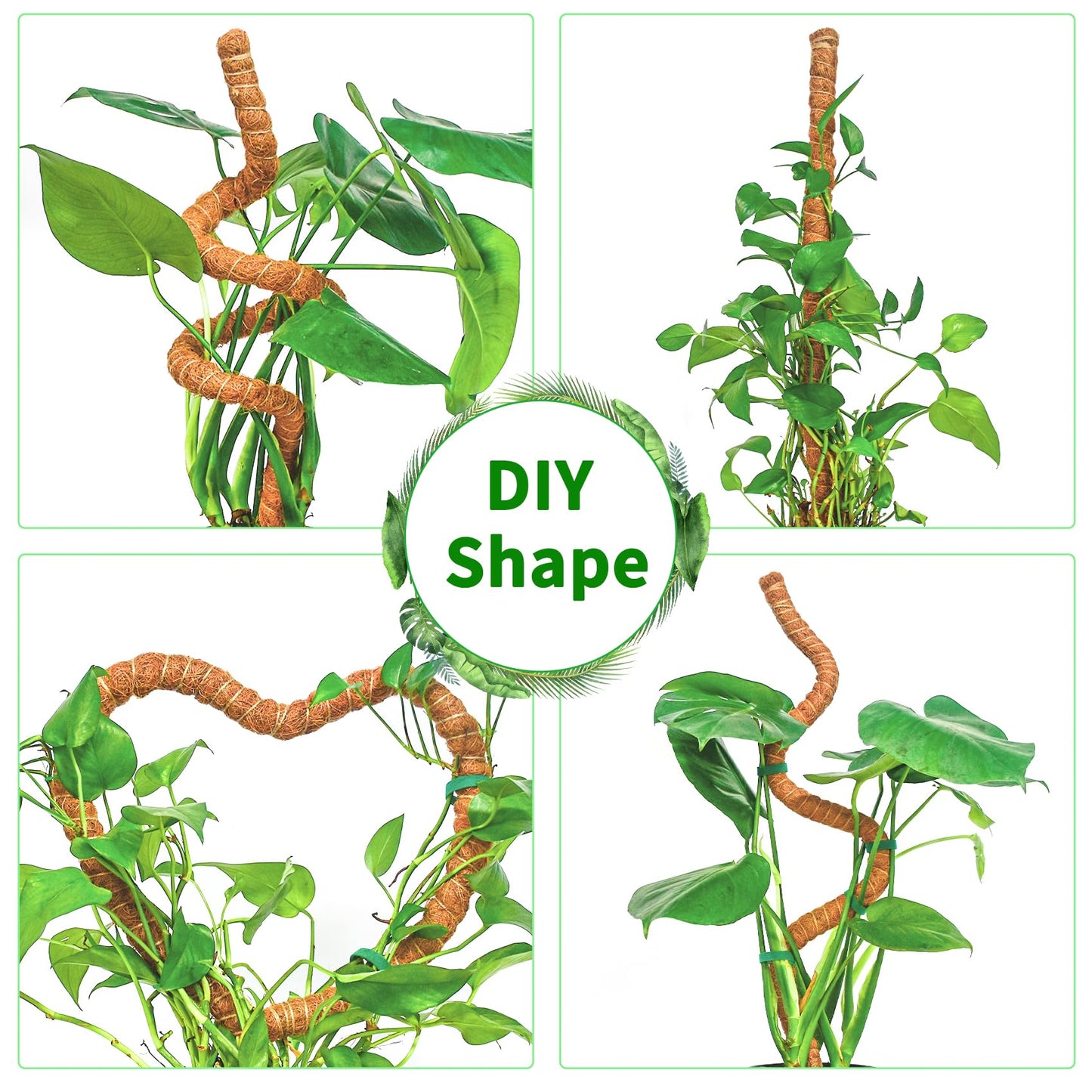 2 Pack 28 Inch Moss Pole Monstera Plant Support, Coir Moss Poles for Climbing Indoor Plants, Bendable Plant Stake Trellis for Potted Plant, Pothos, Philodendron
