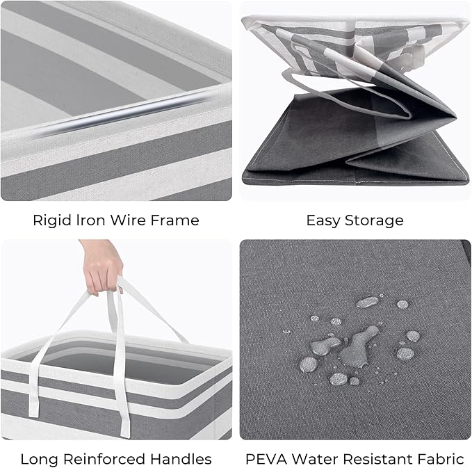 HomeHacks 4-Pack Large Laundry Basket,75L Each Waterproof, Freestanding Laundry Hamper, Collapsible Tall Clothes Hamper with Extended Handles for Clothes in the Dorm and Family-Gradient Grey